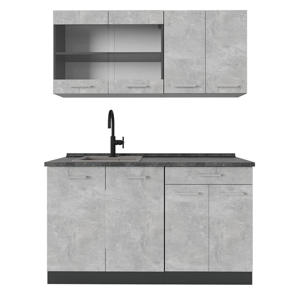 Vicco JEDNOTKOVÁ KUCHYNĚ R-Line Beton 140 cm bez pracovní desky