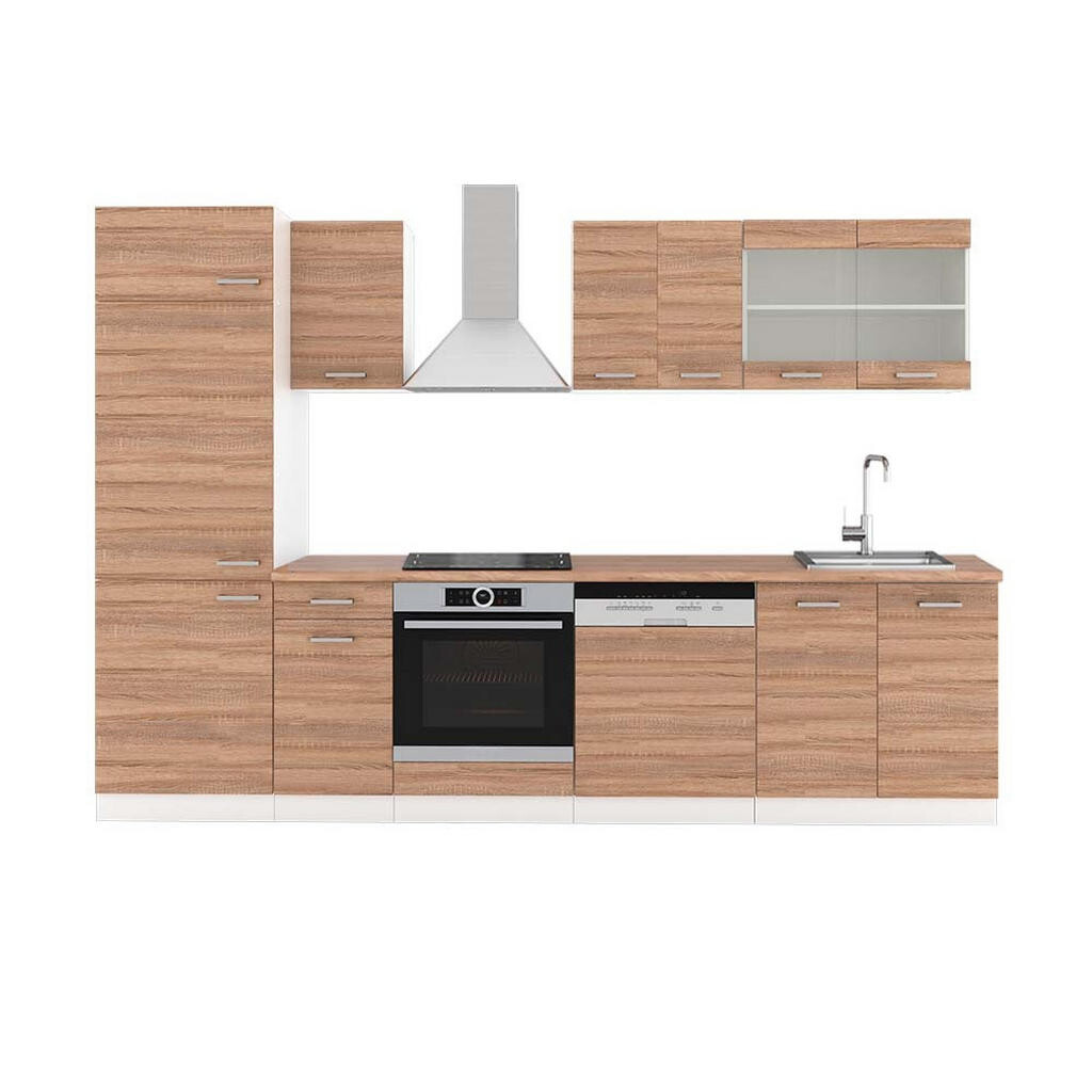 Vicco KUCHYŇSKÝ KOUT R-Line Sonoma/bílá 300 cm , PD Dub