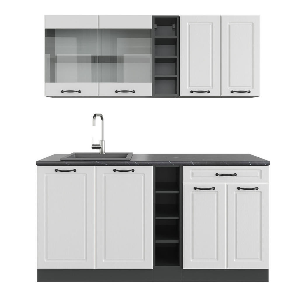 Vicco JEDNOTKOVÁ KUCHYNĚ R-Line Bílý venkovský dům/antracit 160 cm , PD Antracit
