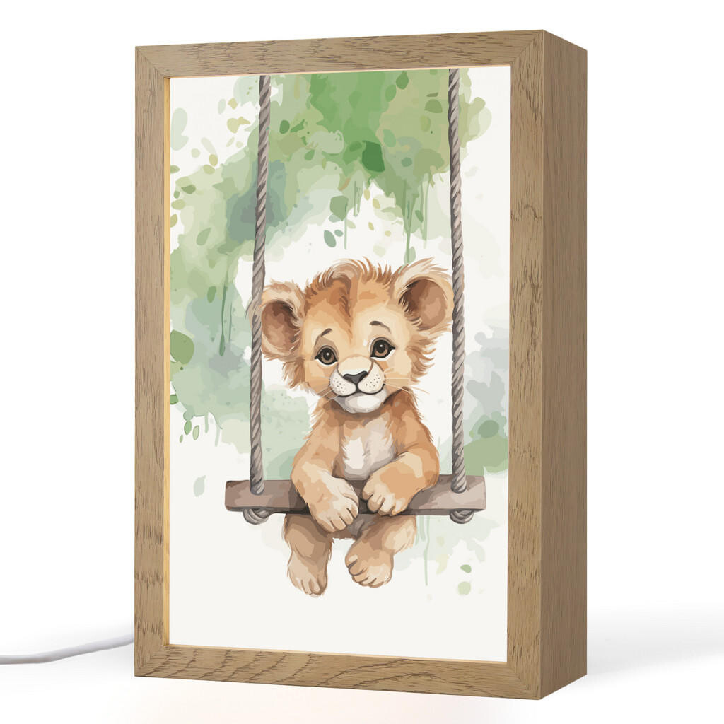 OnlyWow NOČNÍ LAMPIČKA Lev - Zvíře - Děti - Džungle 20x30 cm