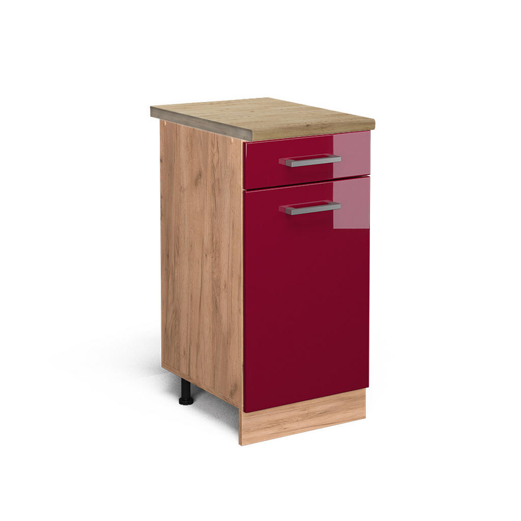 Vicco SPODNÍ SKŘÍŇKA KUCHYŇSKÉ LINKY R-Line Červená vysoký lesk 40 cm , PD Dub