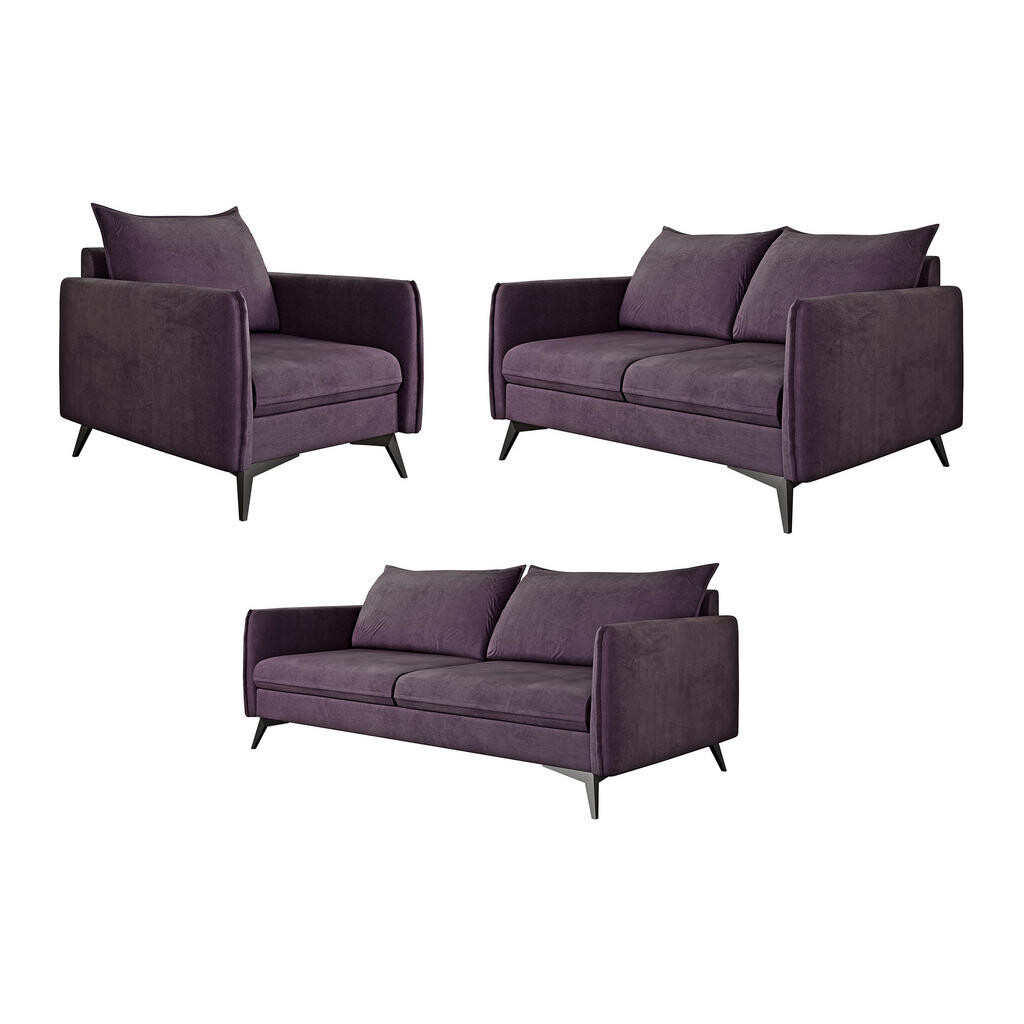 S-Style SEDACÍ SOUPRAVA 3+2+1 Pulse z lila luxusního mikrovlákna