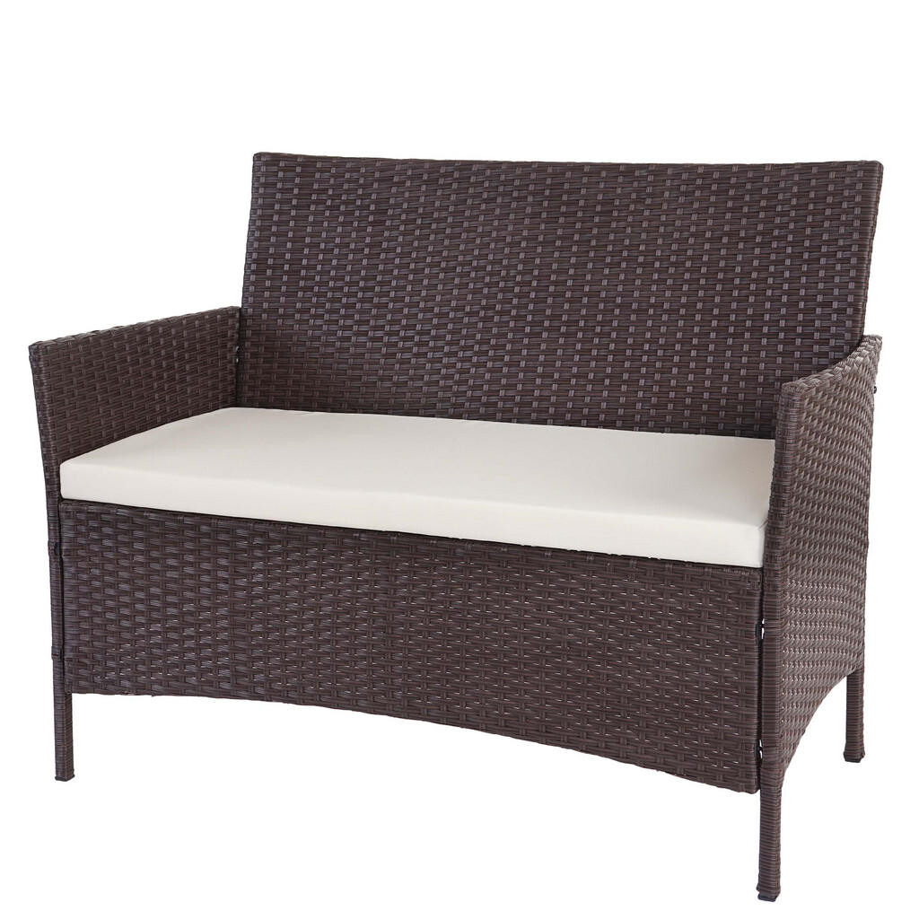 MCW POLY-RATTAN ZAHRADNÍ LAVICE Hnědá, krémově bílá