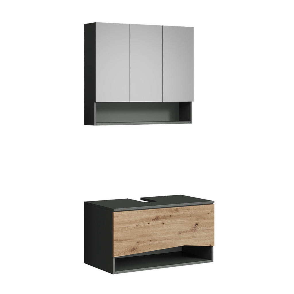 Vicco KOUPELNOVÝ NÁBYTEK Willow, Řemeslný dub/Antracit, 2dílná