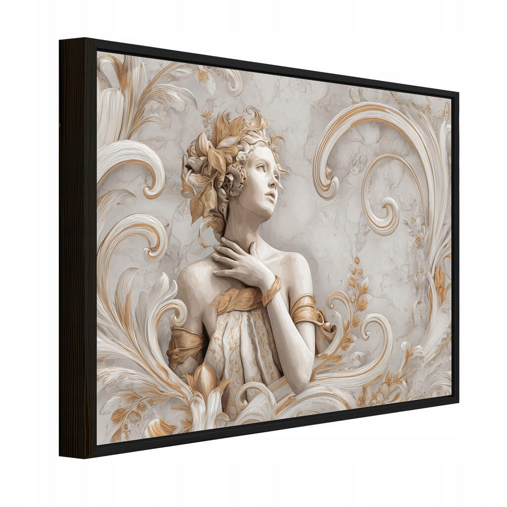 Wallarena ZARÁMOVANÝ obraz ženy v béžovém mramorovém designu 120x80 cm