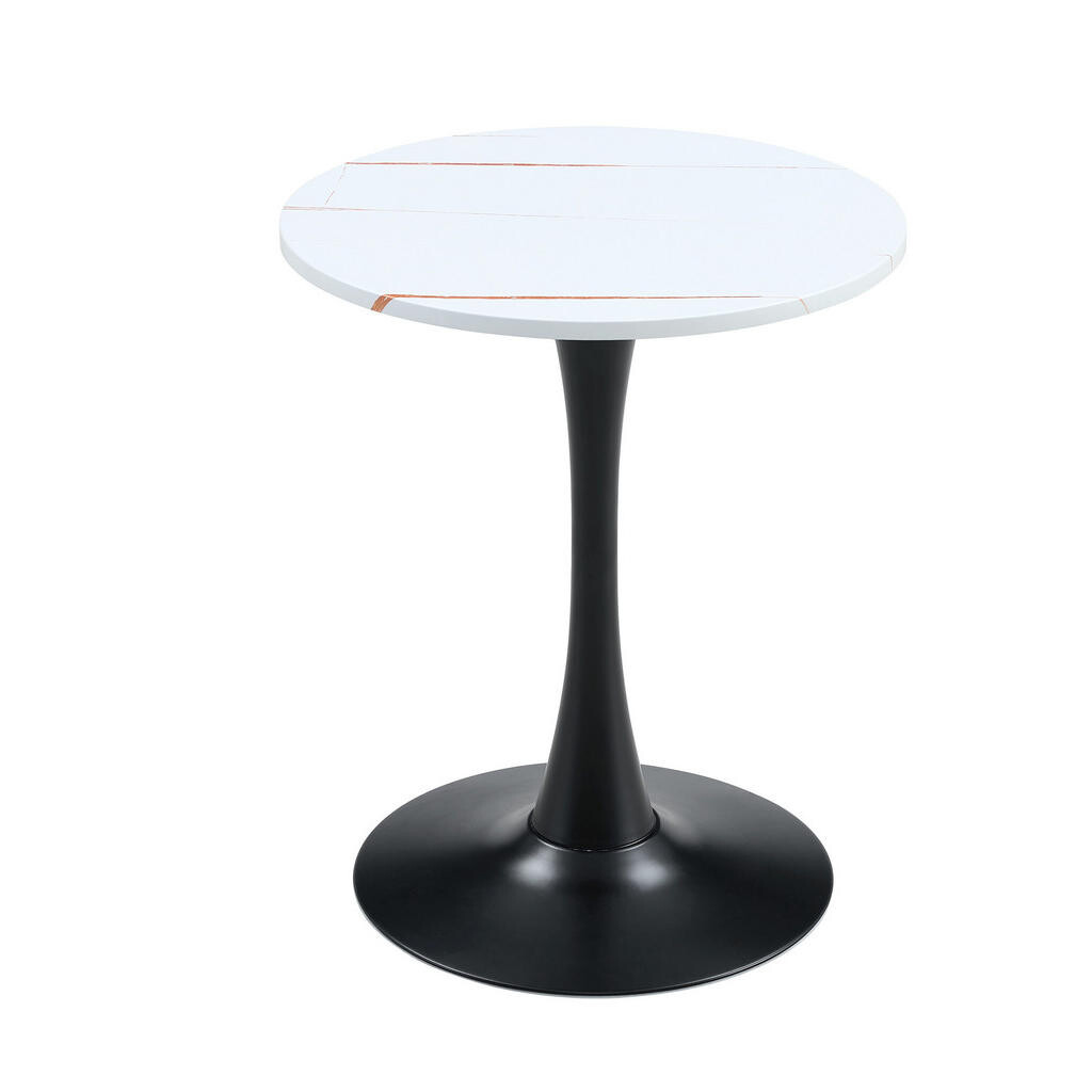OKWISH KULATÝ odkládací stůl 60 cm bílá/černá z MDF a kovu s retro vzhledem