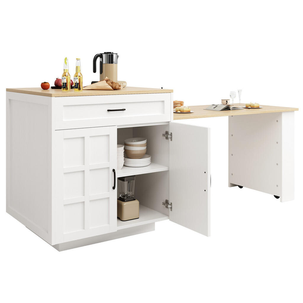 Redom BAROVÝ stůl 133-202/70/93,5 cm, rozkládací, s úložným prostorem a MDF deskou, Bílá