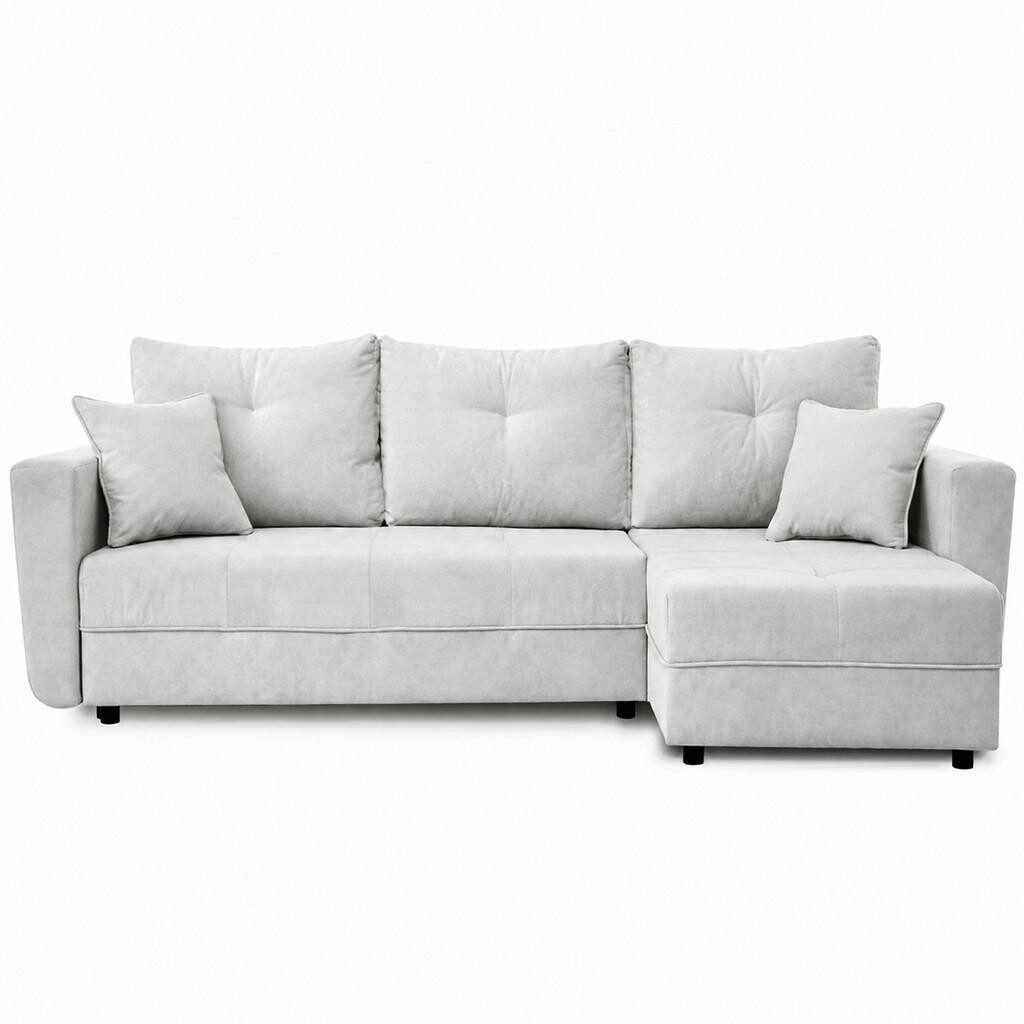 Beautysofa ROHOVÁ ROZKLÁDACÍ POHOVKA Verona s úložným prostorem a univerzální lenoškou, 240 cm, světle béžová