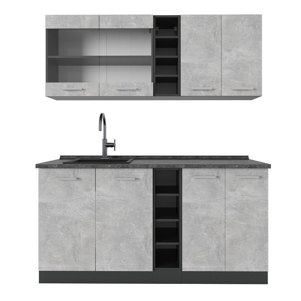 Vicco JEDNOTKOVÁ KUCHYNĚ R-Line Beton/antracit 160 cm , PD Antracit