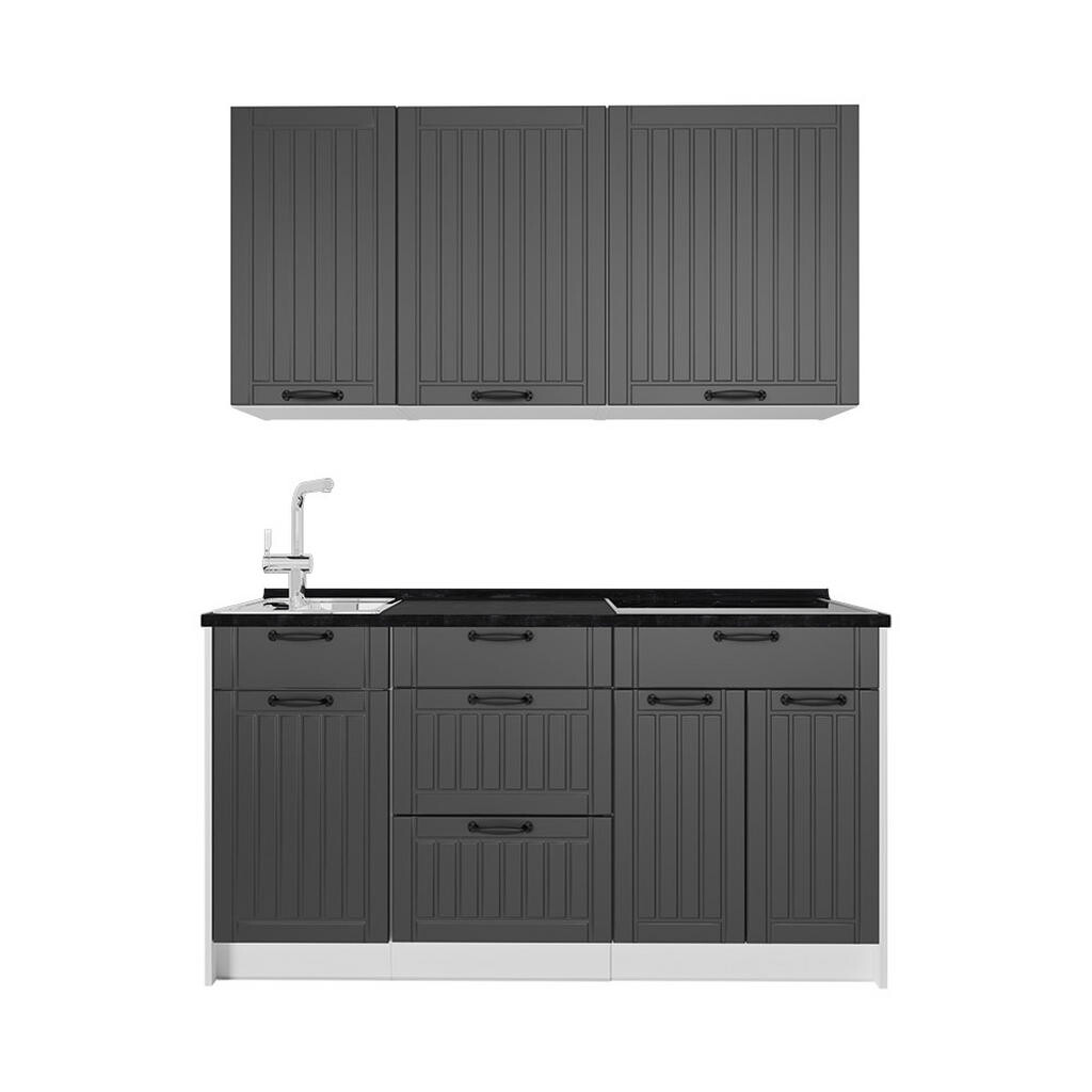 Vicco JEDNOTKOVÁ KUCHYNĚ Fame-Line, Tmavě šedá/Bílá, 150 cm, PD Antracit