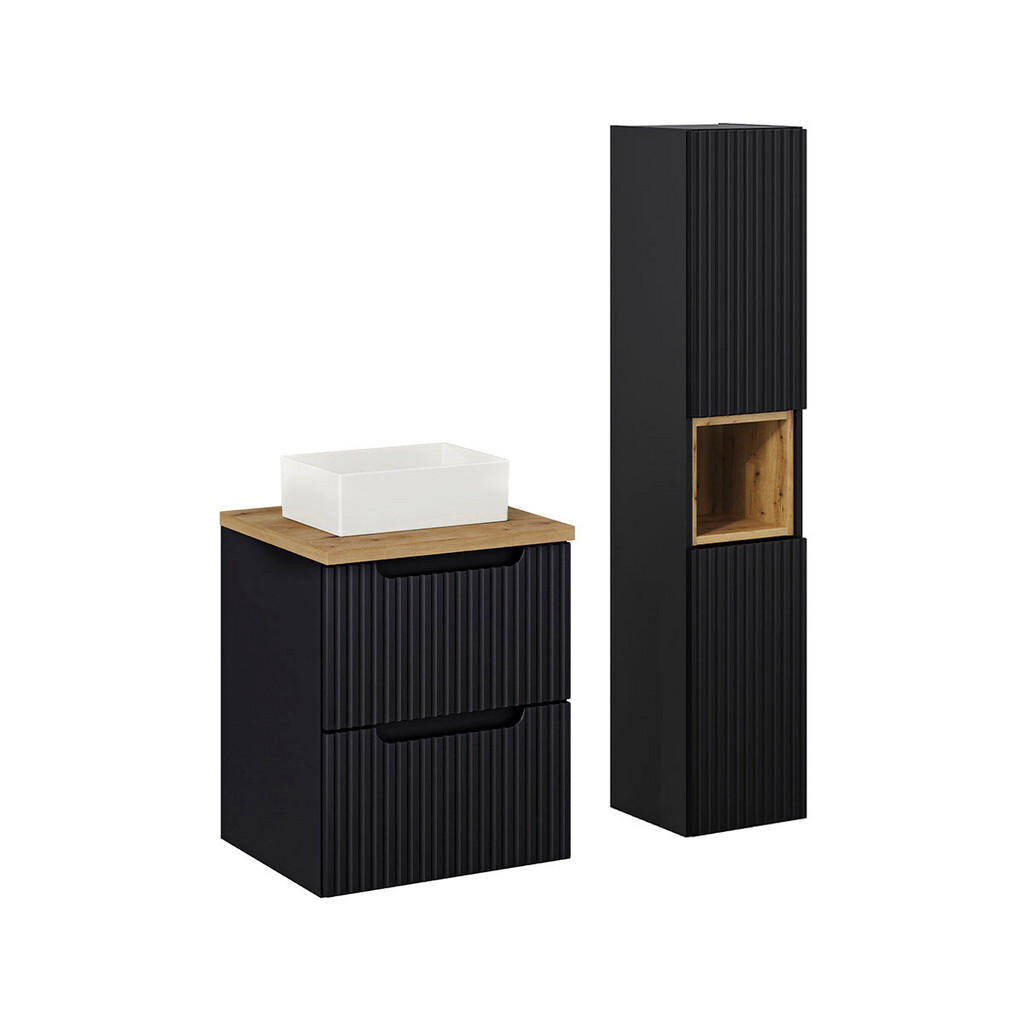 Petits-meubles KOUPELNOVÝ NÁBYTEK 50.4cm Riva 2er-Set Černá a dřevěná