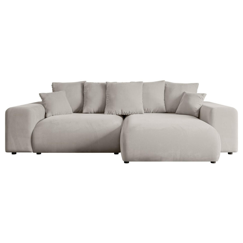 ALTDECOR ROHOVÁ SEDACÍ SOUPRAVA s otomanem vpravo ESKAR-L 266x176x72 světle hnědý velur