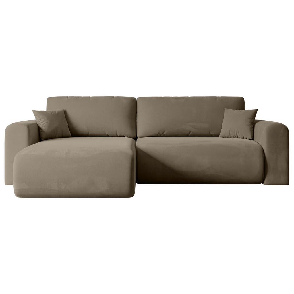 ALTDECOR ROHOVÁ POHODA s funkcí lůžka a úložným prostorem ORRO-L – 272 x 145 x 83 cm, hnědá barva, velur