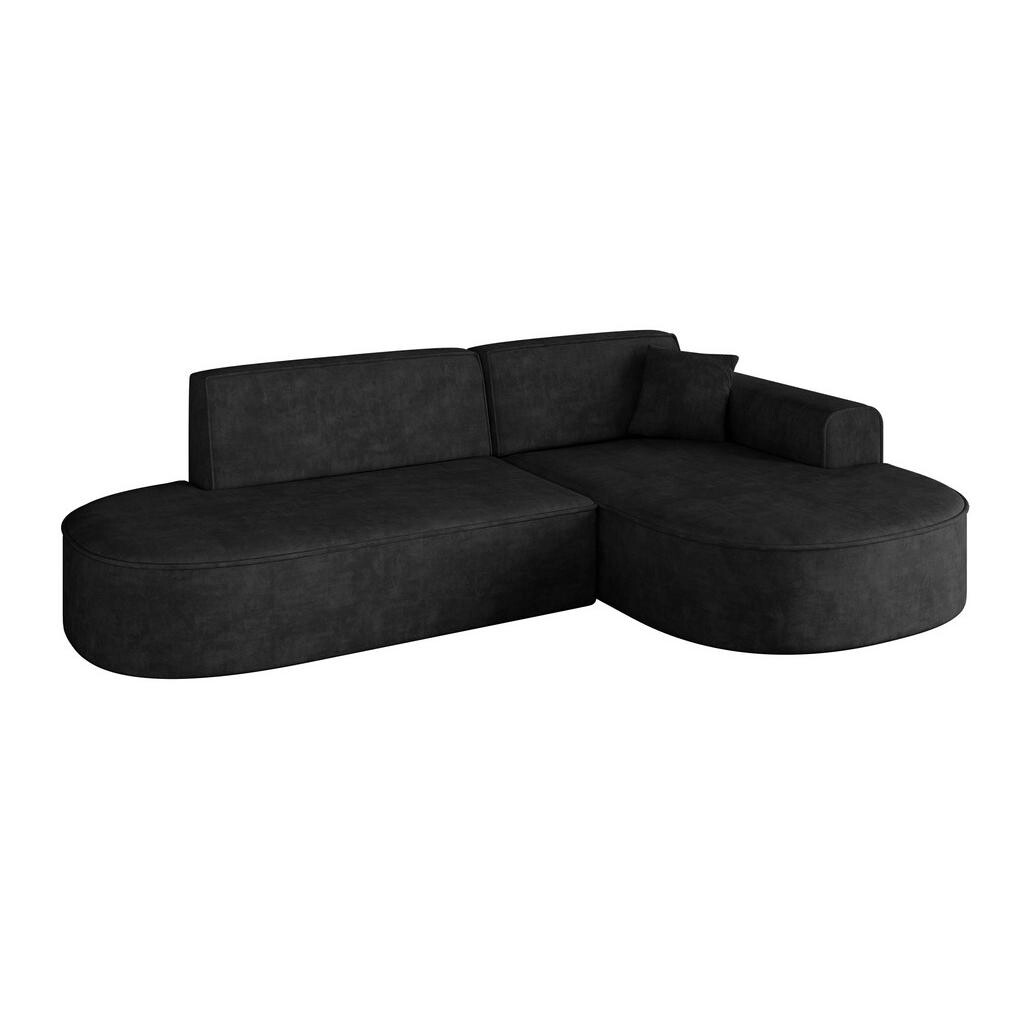 ALTDECOR ROHOVÁ SEDACÍ SOUPRAVA s otomanem vpravo MARI-L1 – 243 × 171 × 79 cm, černý velur