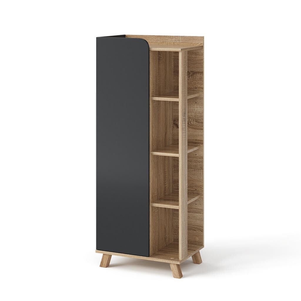 Vicco MIDI SKŘÍŇKA Karen Sonoma/antracit 50 x 128 cm s dveřmi a otevřenými přihrádkami