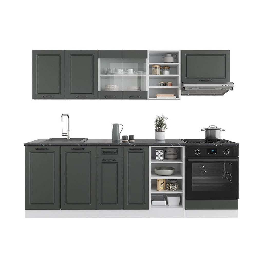 Vicco KUCHYŇSKÝ KOUT R-Line Antracitový venkovský dům/bílá 240 cm , PD Antracit