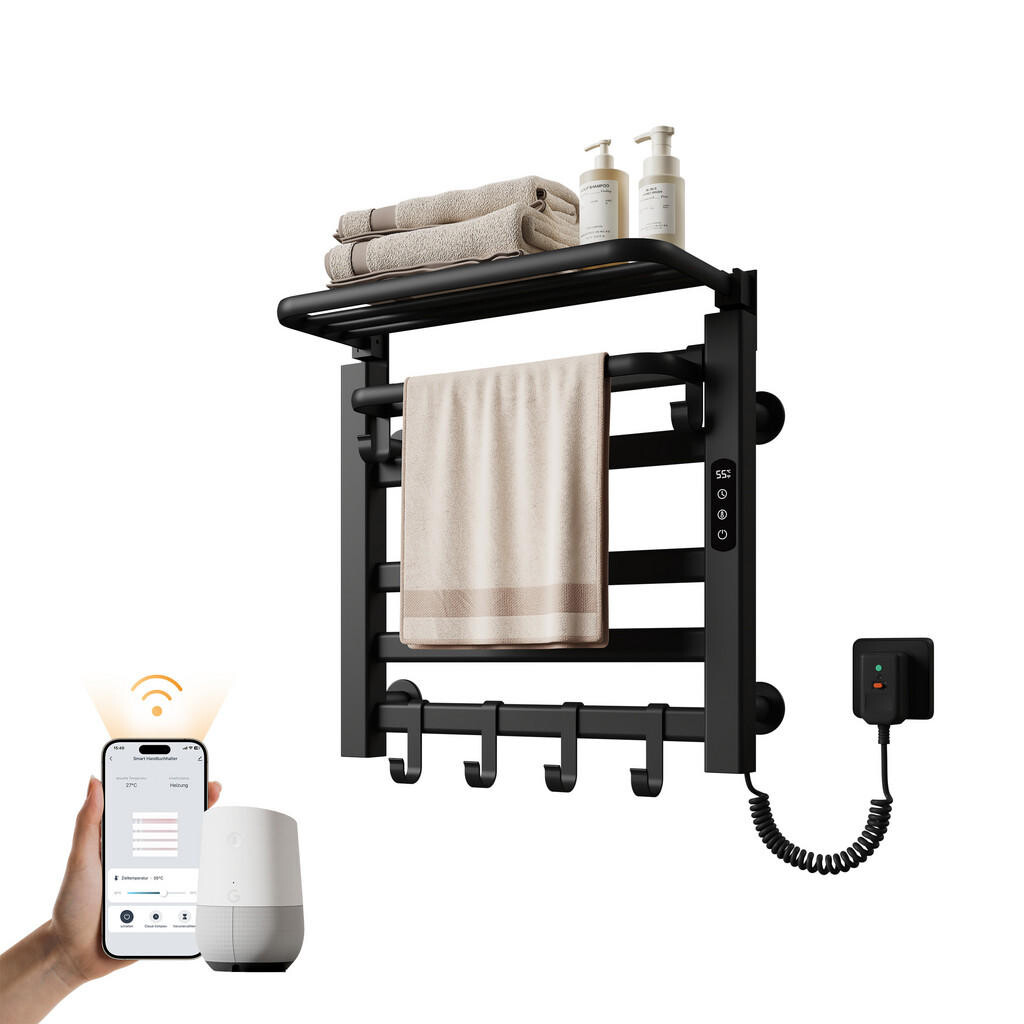 EMKE RADIÁTOR Elektrický radiátor s WiFi a dálkovým ovládáním, černý, 50/50 cm
