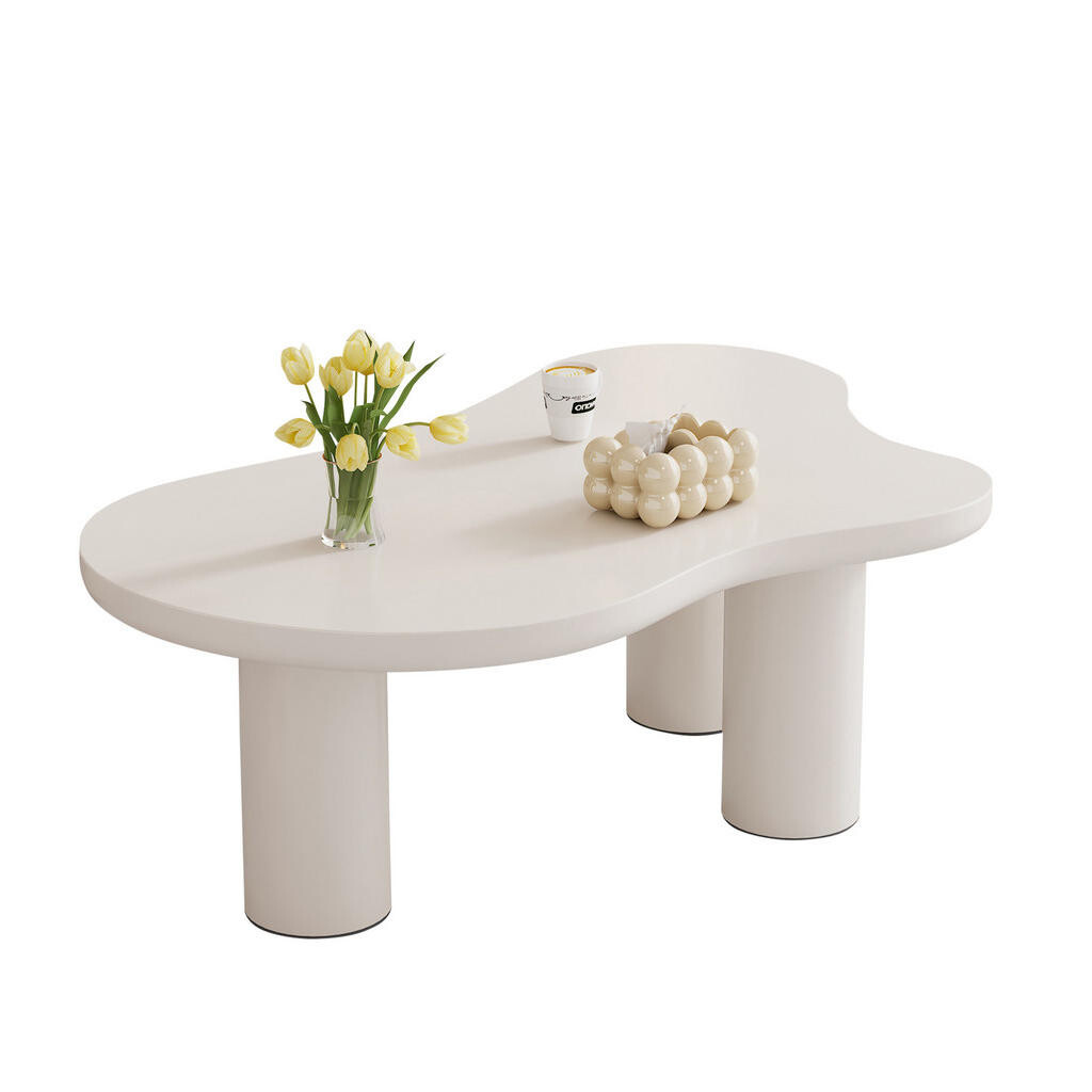 Redom KONFERENČNÍ stolek 107/66/40,5 cm v oblačkovém designu s lakovanou deskou a stabilními PVC nohami, Bílá