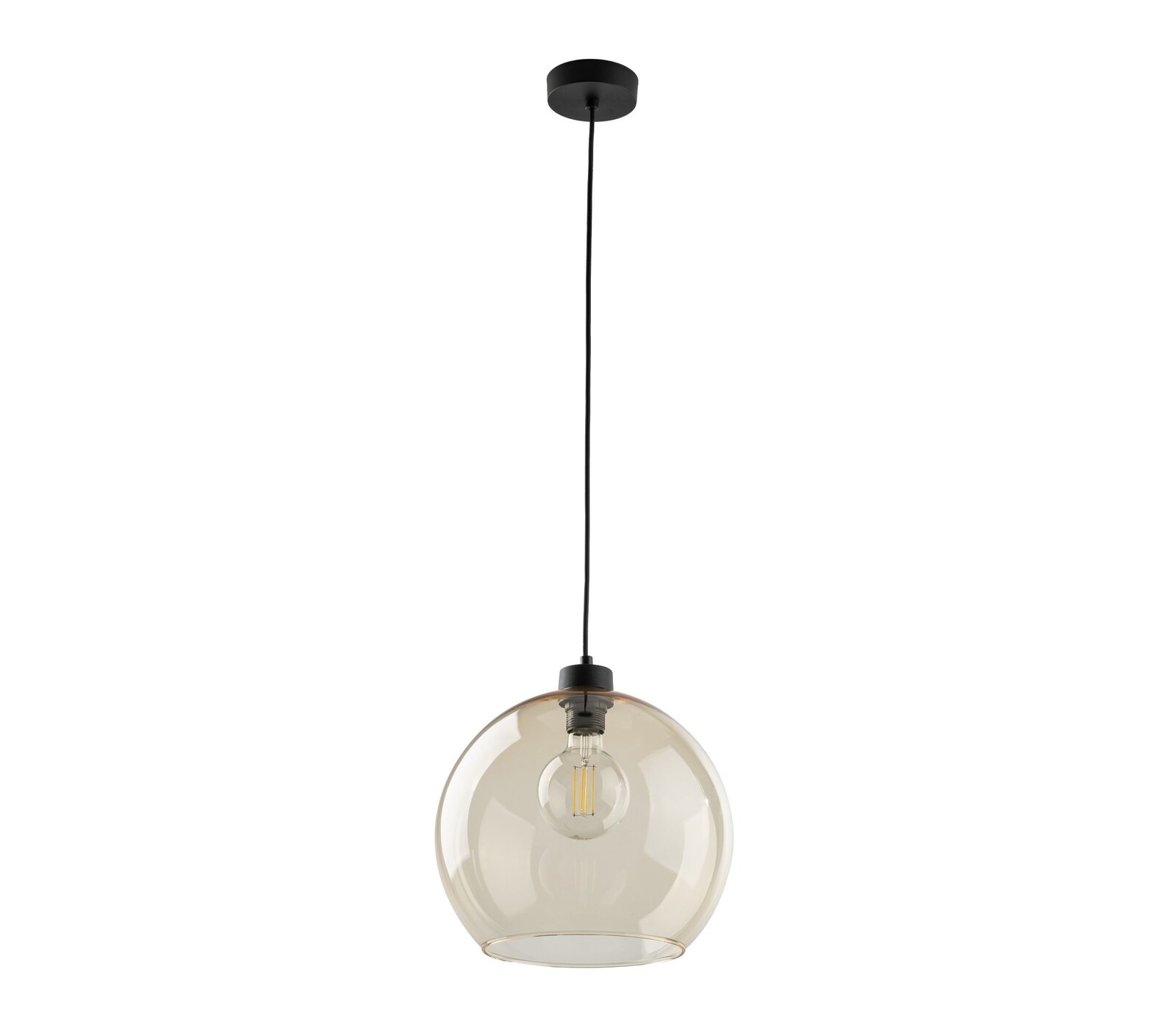 TK Lighting Černý závěsný lustr Cubus s jantarovým stínidlem pro žárovku E27 TK2064