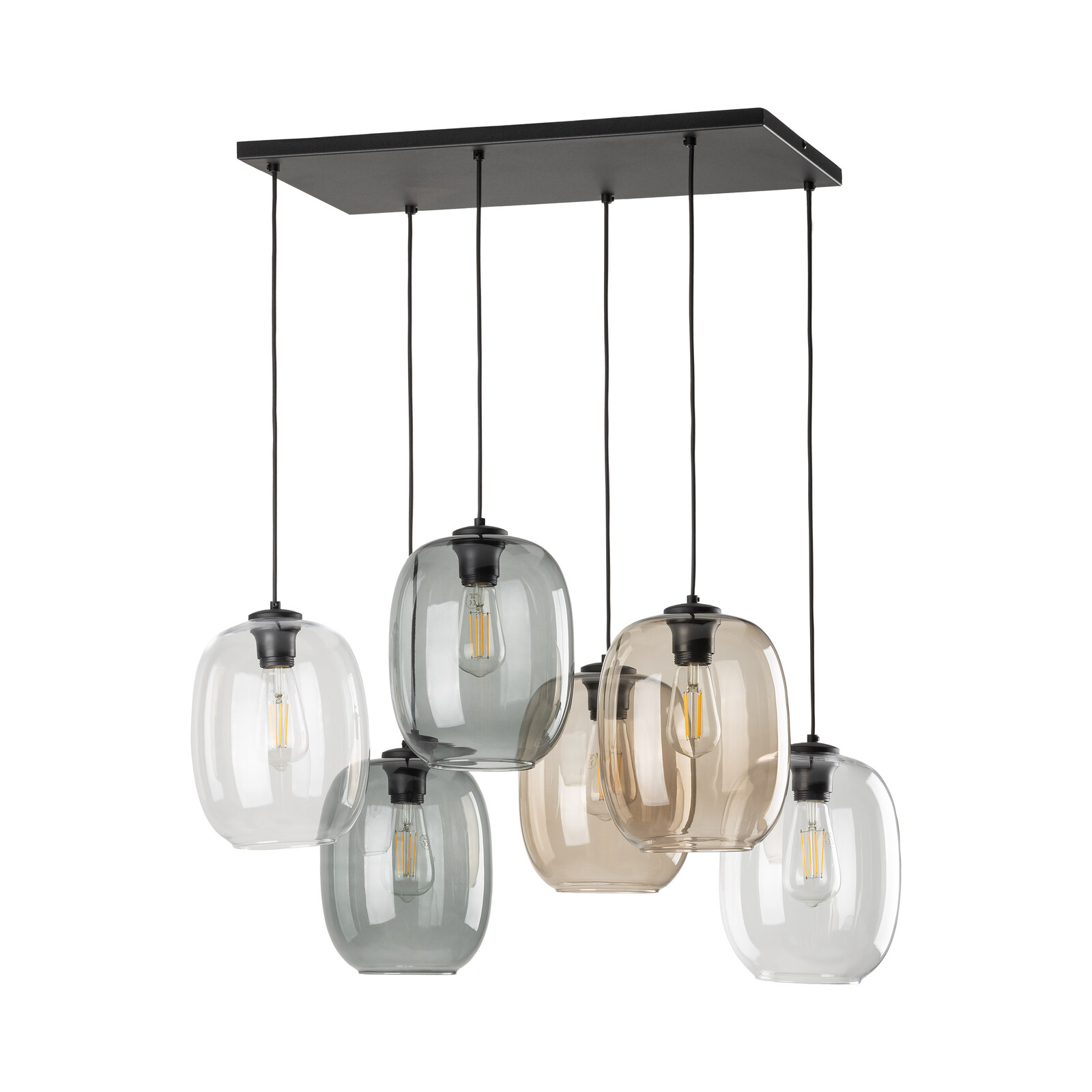 TK Lighting Černý závěsný lustr Elio pro žárovku 6x E27 TK5974