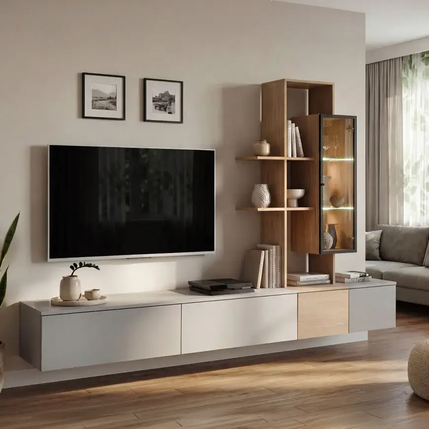 Obývací stěna Leo AGDC LO Arctic grey/Cremona oak