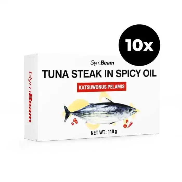 GymBeam Steak z tuňáka v pikantním oleji 10 x 110 g