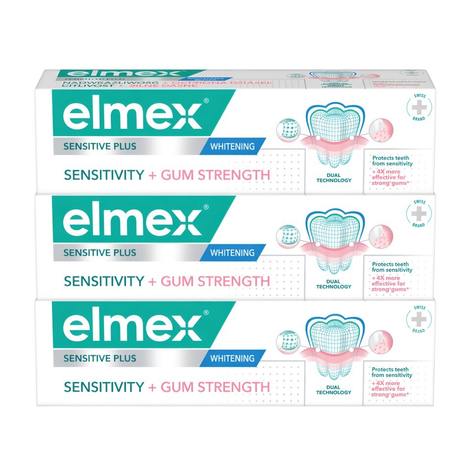 Elmex Zubní pasta Sensitive Sensitivity + Gum Strenght Whitening 3 x 75 ml