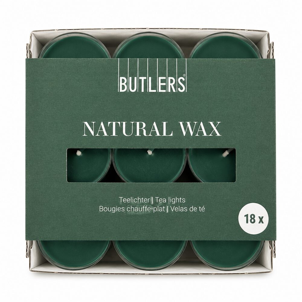 NATURAL WAX Čajové svíčky 18 ks - tm. zelená