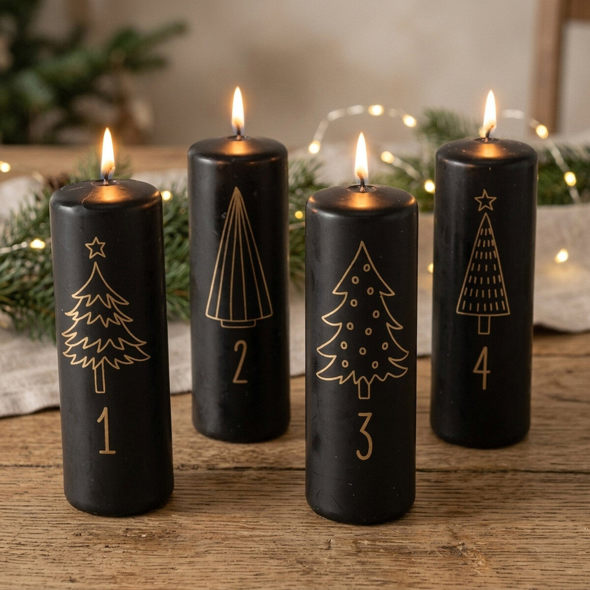 Boltze Adventní svíčky s čísly, sada 4 ks