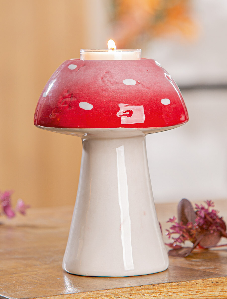 Svícen na čajovou svíčku Mushroom, 13,5 cm