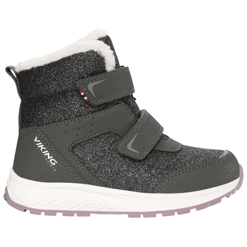 Dětské zimní boty Viking Outdoor Footwear Equip Glitter Warm WP 2V Charcoal/Dusty Pink Velikost bot (EU): 24 / Barva: šedá