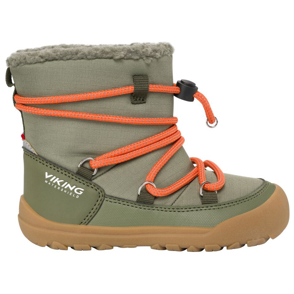 Dětské zimní boty Viking Outdoor Footwear Birch Barefoot Warm WP Pull-on Olive Velikost bot (EU): 30 / Barva: olive
