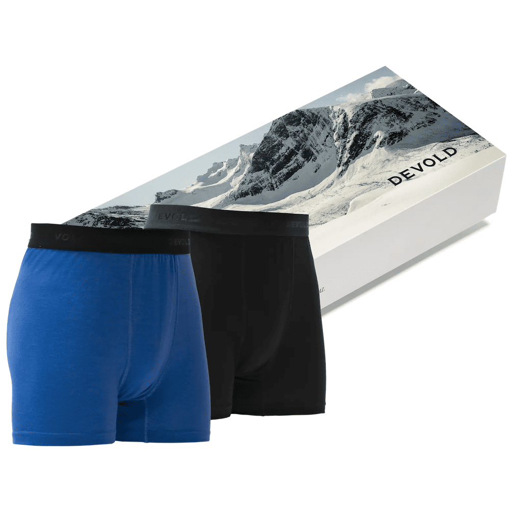 Pánské funkční boxerky Devold Breeze Merino 150 Boxer Man 2Pk Velikost: M / Barva: černá/modrá