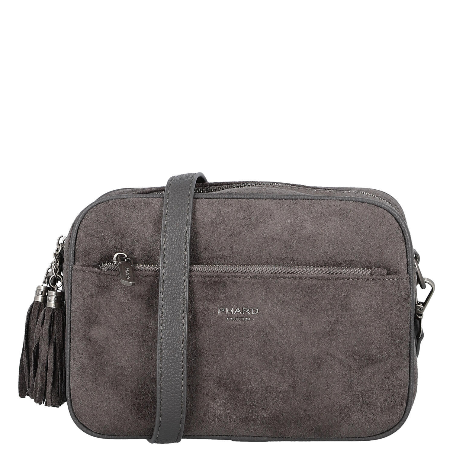 Semišová dámská crossbody kabelka Daniela, šedá