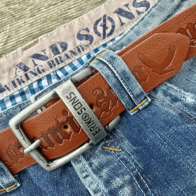 Opasek kožený Erik and Sons Saga Premium - hnědý, 90