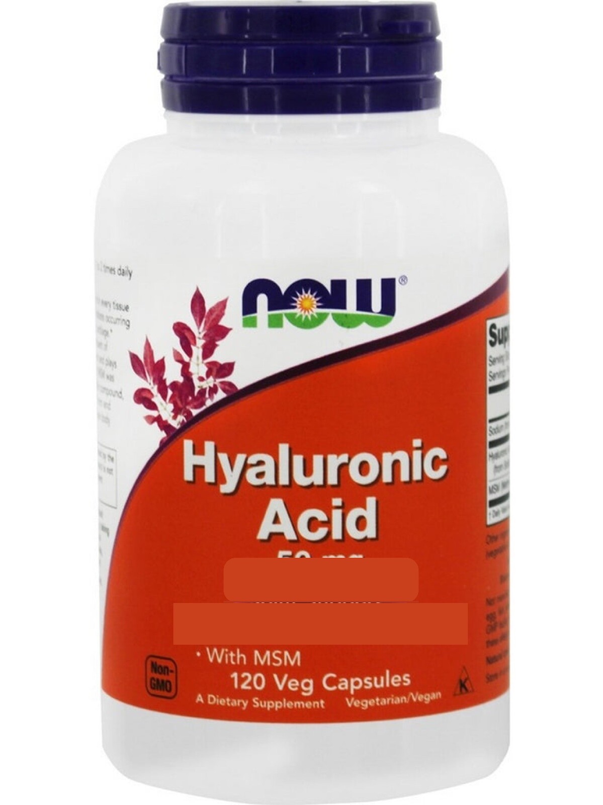 Now® Foods NOW Kyselina hyaluronová s MSM, 50 mg, 120 rostlinných kapslí