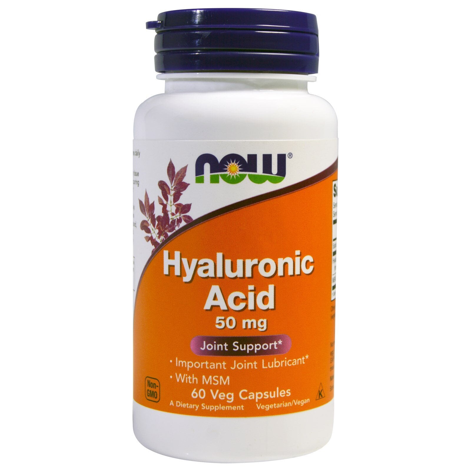 Now® Foods NOW Kyselina hyaluronová s MSM, 50 mg, 60 rostlinných kapslí