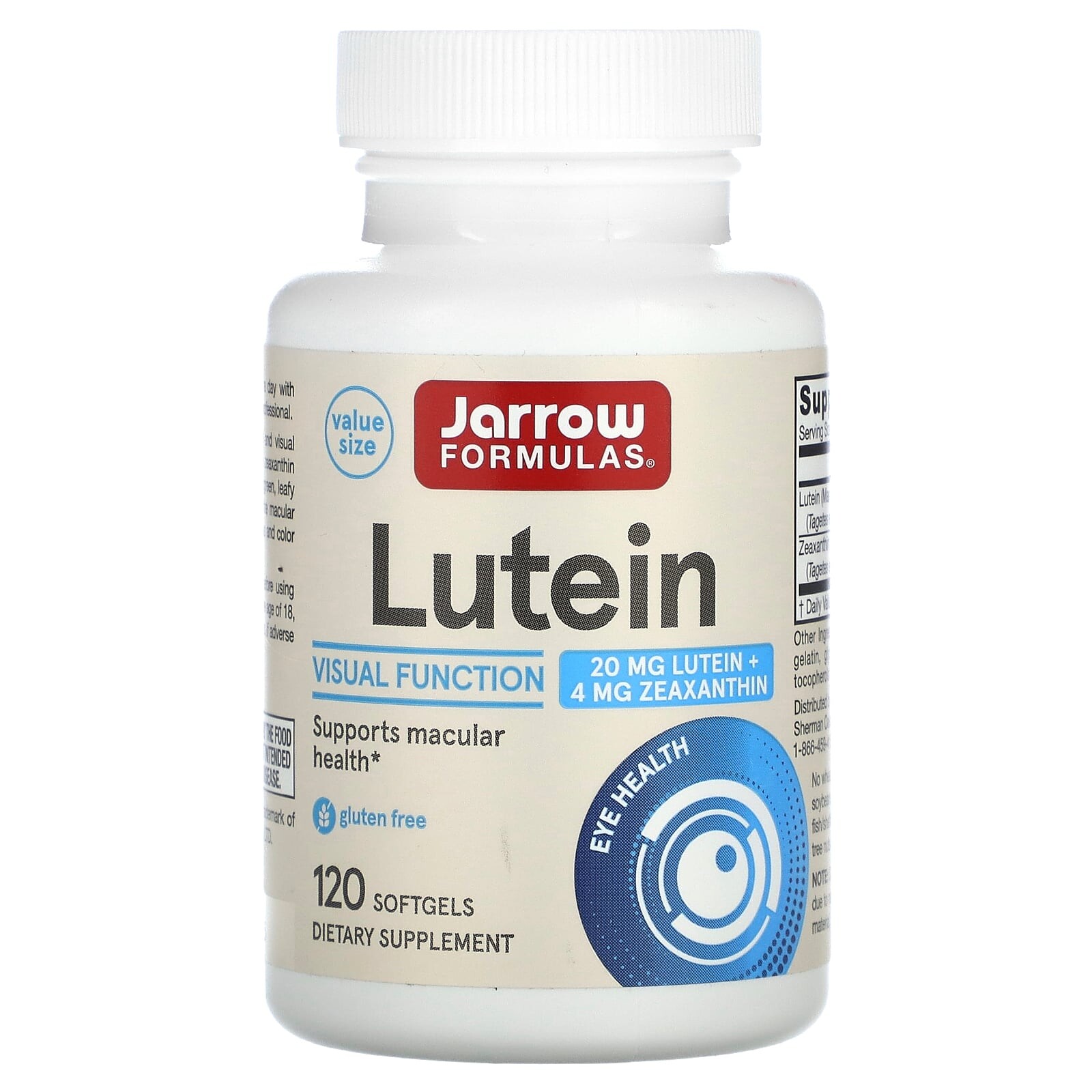 Jarrow Formulas Lutein, 20 mg, 120 softgelových kapslí