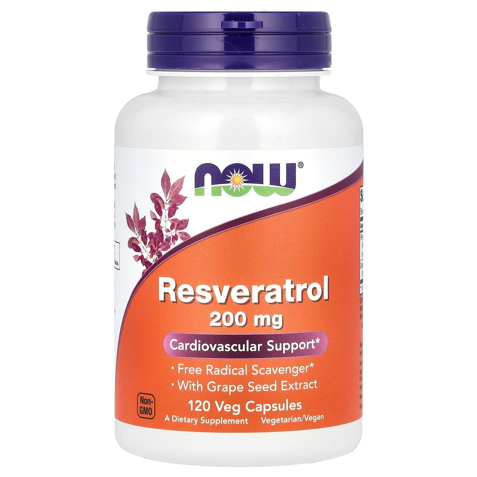 Now® Foods NOW Resveratrol, 200 mg, 120 rostlinných kapslí