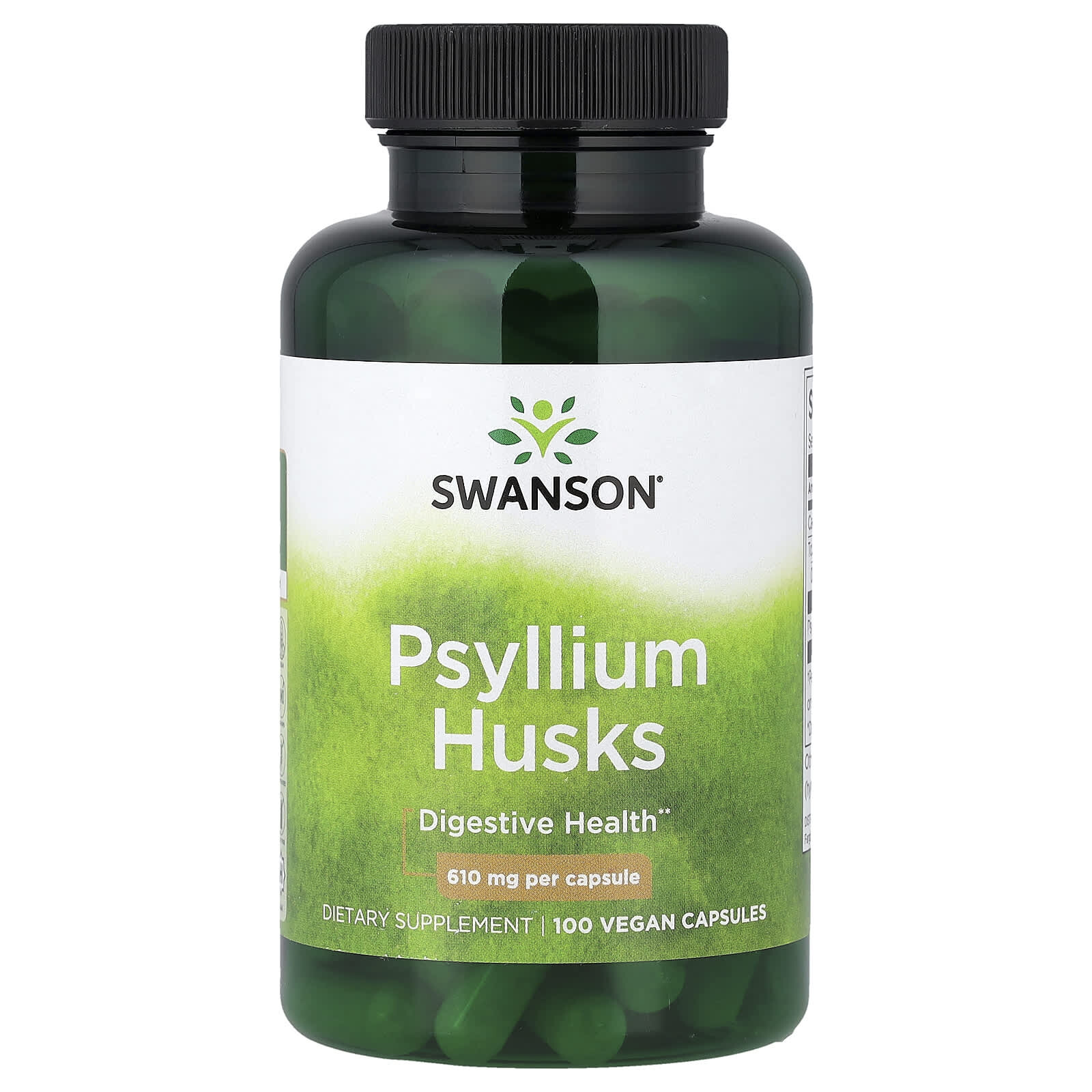 Swanson Psyllium slupky, 610 mg, 100 kapslí
