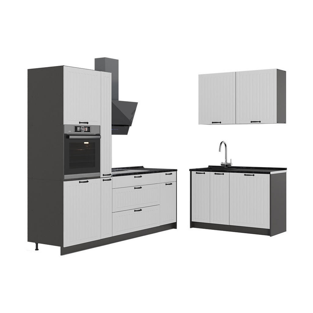 Vicco KUCHYNĚ Fame-Line, Bílý venkovský dům/Antracit, 220 x 120 cm, PD Antracit