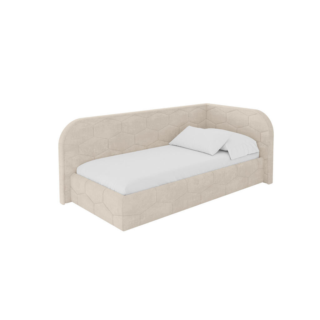 ALTDECOR JEDNOLŮŽKOVÁ POSTEL pro mládež s úložným prostorem a matrací H3/H4, vlevo - JAXY 90x200 béžová