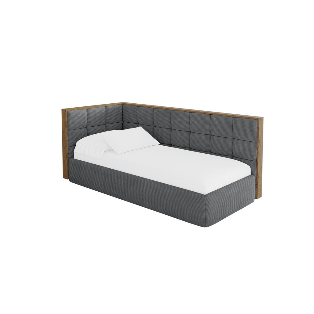 ALTDECOR JEDNOLŮŽKOVÁ POSTEL pro mládež s úložným prostorem, vpravo - SOVY 80x200 tmavě šedá