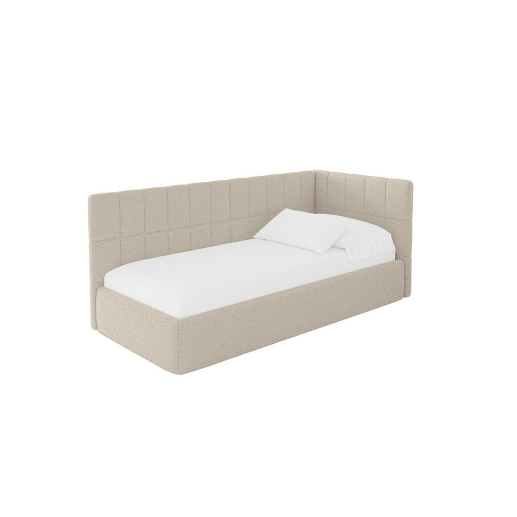 ALTDECOR JEDNOLŮŽKOVÁ POSTEL pro mládež s úložným prostorem a matrací H3/H4, vlevo - TULY 90x200 tmavě béžová