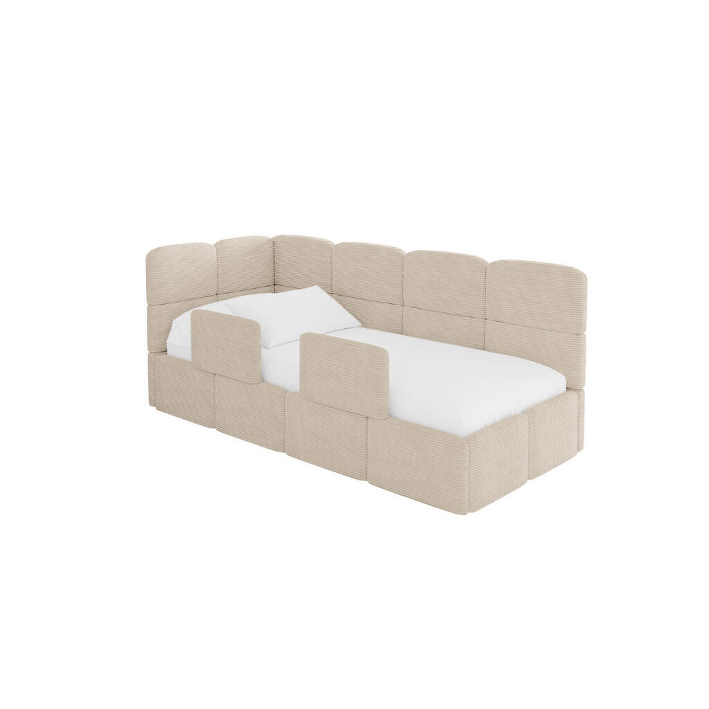 ALTDECOR JEDNOLŮŽKOVÁ POSTEL pro mládež s úložným prostorem a matrací H3/H4, vpravo - KIVY 90x200 béžová