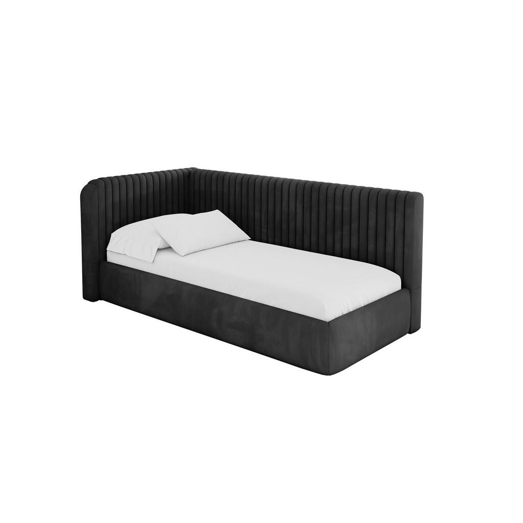 ALTDECOR JEDNOLŮŽKOVÁ POSTEL pro mládež s úložným prostorem, vpravo - AURY 100x200 černá
