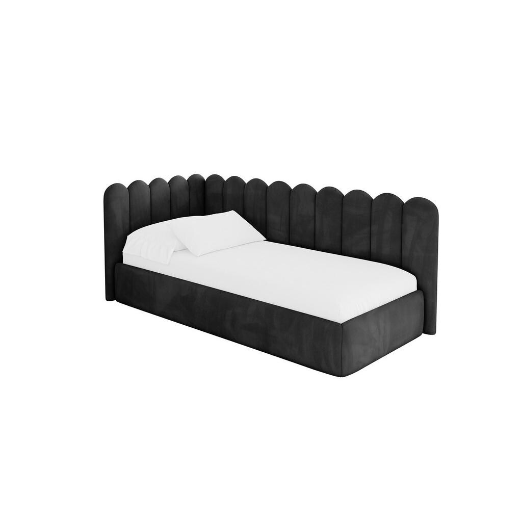 ALTDECOR JEDNOLŮŽKOVÁ POSTEL pro mládež s úložným prostorem a matrací H3/H4, vpravo - ARTY 90x200 černá
