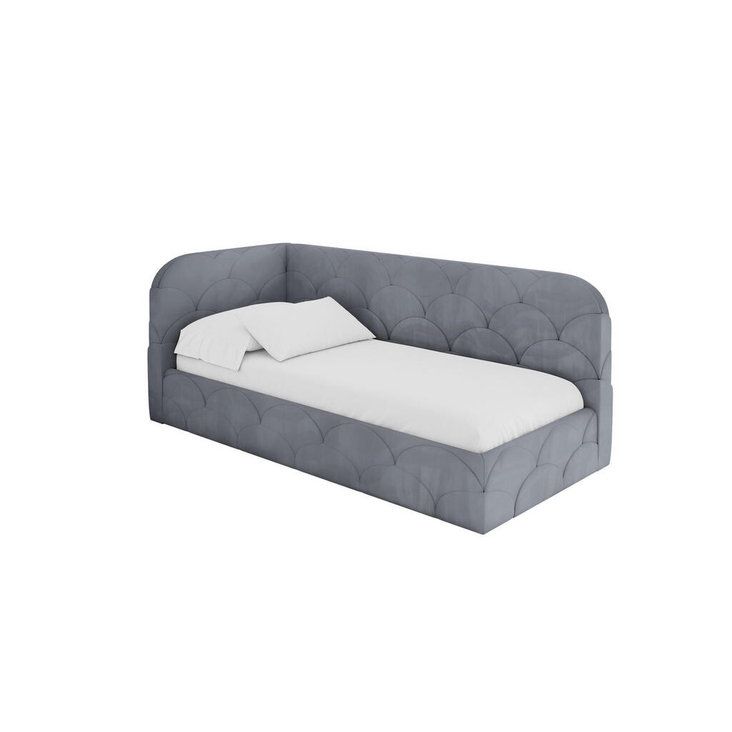 ALTDECOR JEDNOLŮŽKOVÁ POSTEL pro mládež s úložným prostorem a matrací H3/H4, vpravo - ELRY 80x200 šedá