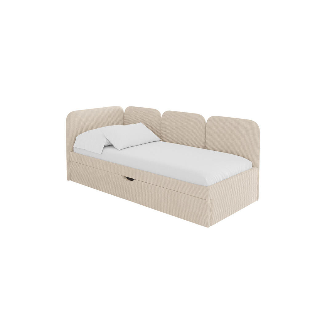 ALTDECOR JEDNOLŮŽKOVÁ POSTEL pro mládež s úložným prostorem a matrací H3/H4, vpravo - ALVY 100x200 béžová
