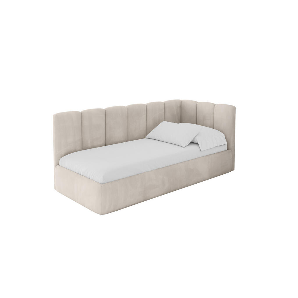 ALTDECOR JEDNOLŮŽKOVÁ POSTEL pro mládež s úložným prostorem a matrací H3/H4, vlevo - DEXY 80x200 béžová